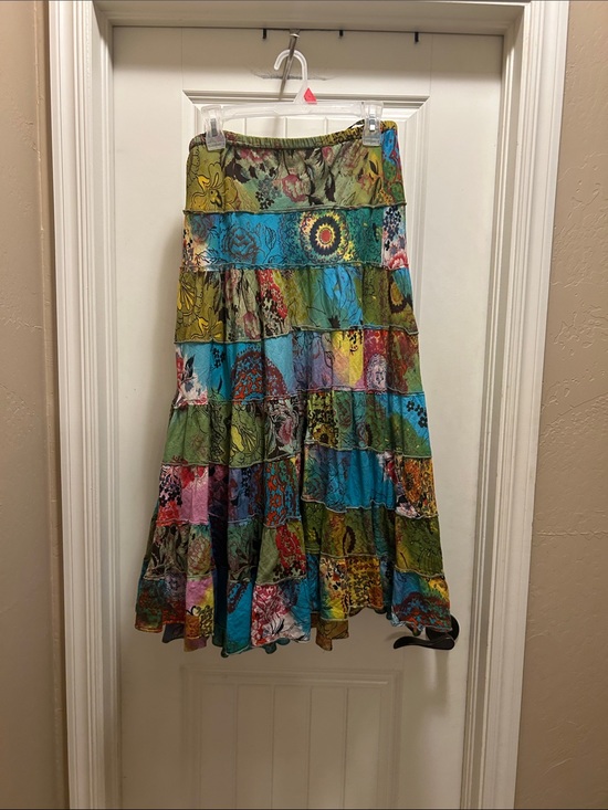 Bila Dresses & Skirts - Bila Patchwork M Tiered Maxi Skirt — Green, Blue, Pink, Yellow